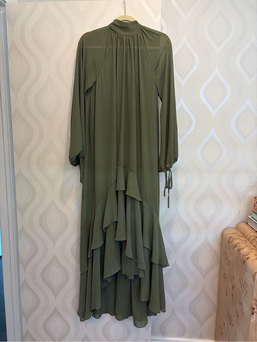 ASOS TFNC Olive Green Ruffled Maxi Dress